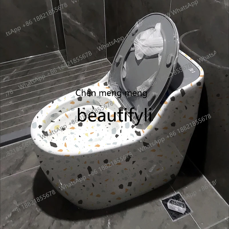 Large-diameter toilet household siphon water-saving small apartment antifreeze, deodorant, super swirl color toilet