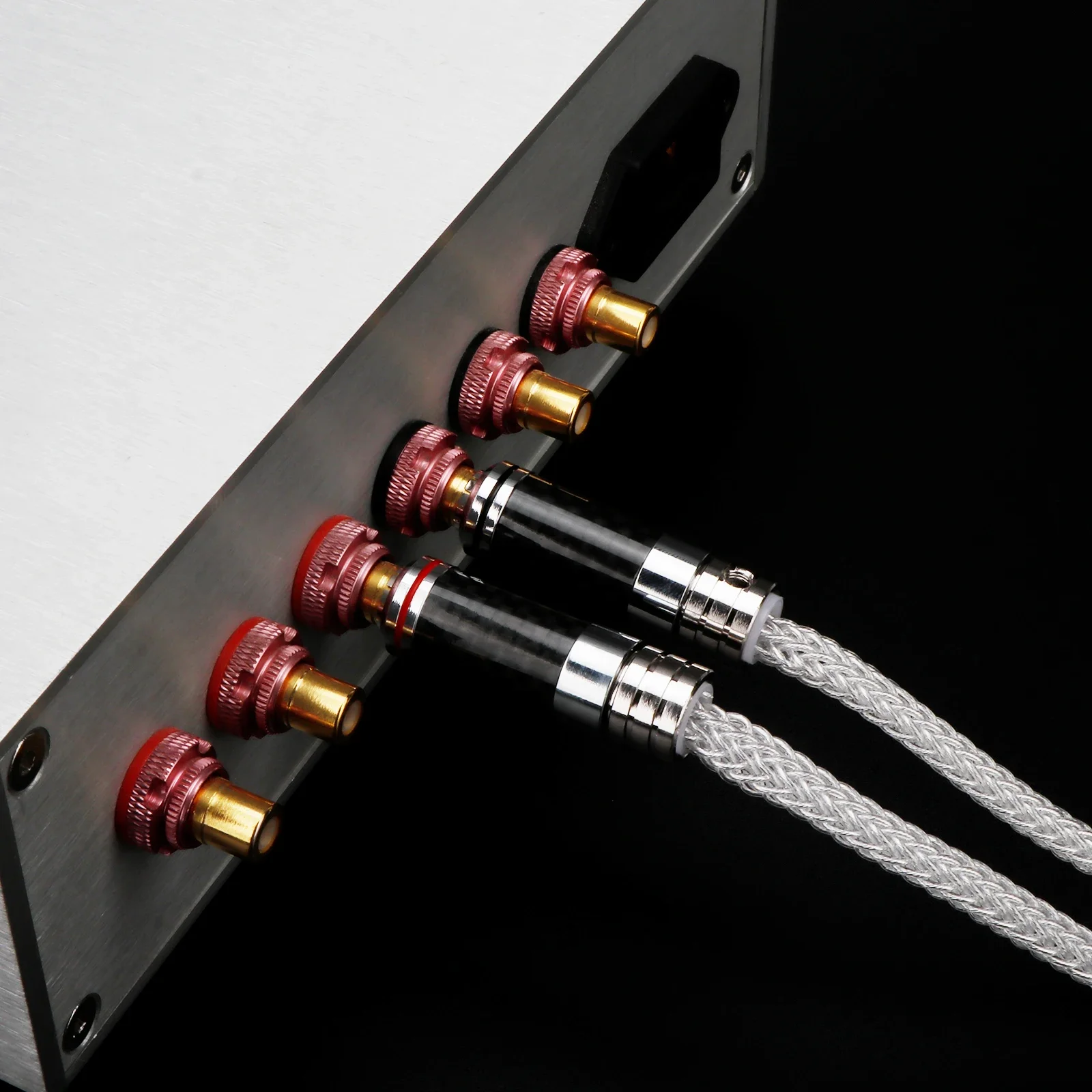 16-Core Pure Silver RCA Cable with Carbon Fiber Welding-Free Plug, Audiophile Grade for Amplifiers and CD Players - Enhanced Tra