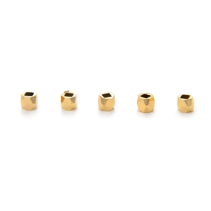 50PCS 2.5MM 3MM 18K Gold Color Brass Square Bracelets Spacer Beads Jewelry Necklaces Making Supplies Diy Findings Accessories