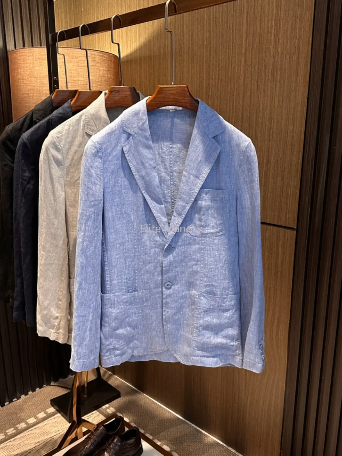 Natural linen breathable cleaning! Spring new temperament solid color casual suit thin jacket