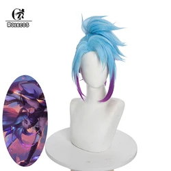 ROLECOS LOL Star Guardian Akali Cosplay Wig 40cm Mixed Color Women Cosplay Wigs with Ponytail Heat Resistant Synthetic Hair