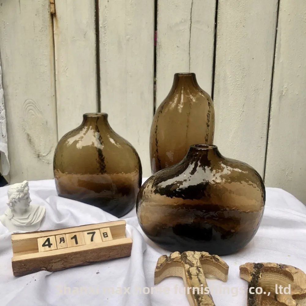 

Mini Glass Vase for Dried Flowers Japanese Zen Style Home Decor for Living Room Dining Table or Bedside Decoration Ornament 124