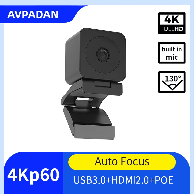 Mini 4K60fps camare FOV 130° auto focus build-in mic audio integration eptz cam 4x digital zoom usb3.0 for live streaming