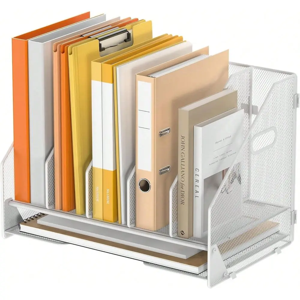 

Office StorageFile Folder Holder Organizer5 Vertical Compartments Racks And Paper Letter Tray,Mesh Magazine File Holder Sorter,D