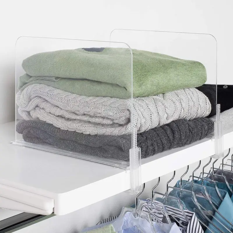 

4/6 PCS Clear Acrylic Closet Shelf Divider Set 11.5 Inch Adjustable Organizer for Bedroom Bathroom Kitchen Storage