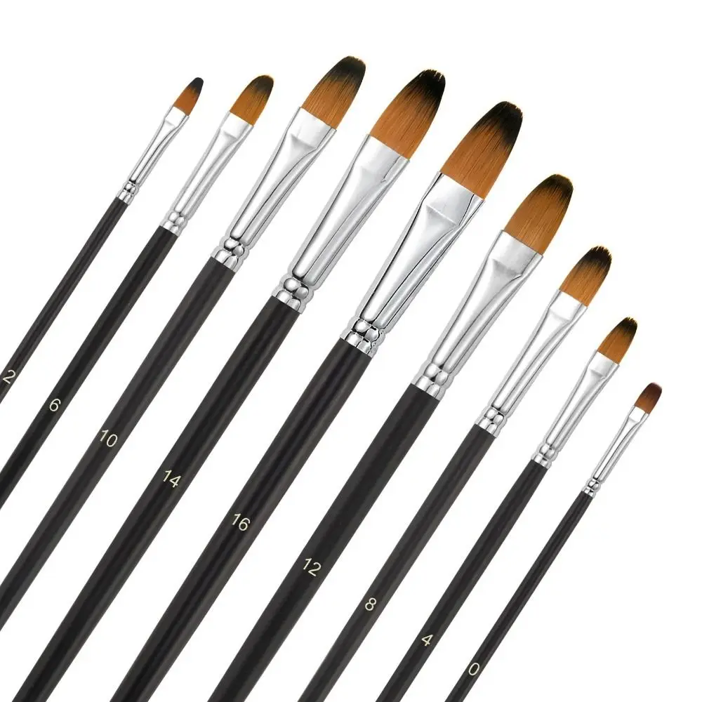 9Pcs/set Wooden Handle Painting Brushes Kits Multifunctional Nylon Hair Acrylic Oil Brushes Easy To Hold Drawing