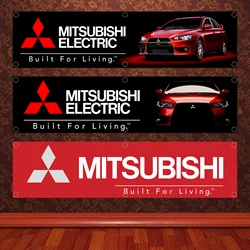 60X240cm Banner M-MitsubishiS Flag Polyester Printed Garage Wall Art Outdoor Decorations Tapestry With Brass Grommets