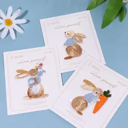 Cute Cartoon Rabbit Embroidery Patches Creative Small Iron On Patches Applique for Girls Bag Clothes Decor
