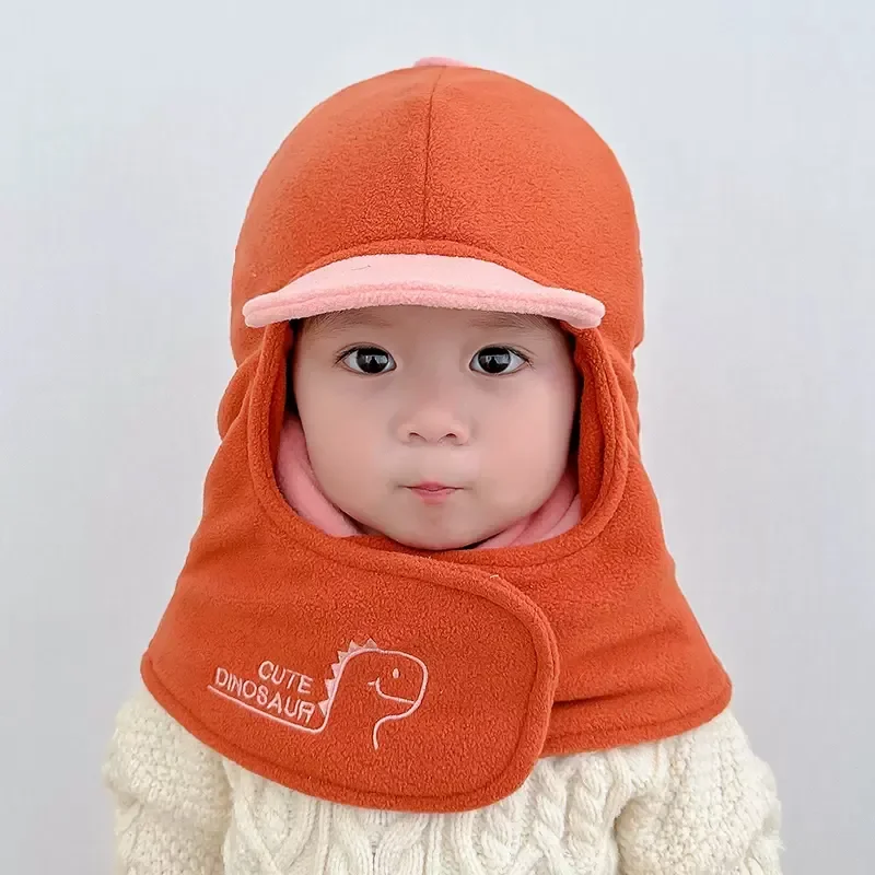 Winter Ear Shape Mask Integrated Plush Bonnet Baby Hat Boys and Girls Baby Children Autumn and Winter Thermal and Windproof Hat