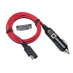 SAE Cigarette Lighter Charger Cable 14AWG Cigarette Lighter Male Plug to 2 Pin SAE Quick Release Adapter Extension Charging Cord