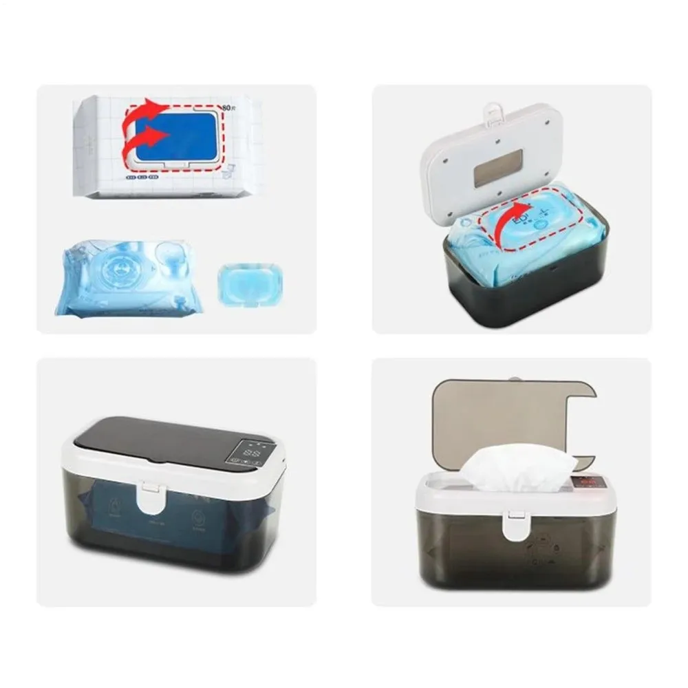 Quick Heating Baby Wipe Warmer Case Digital Display Small Wet Towel Dispenser USB Charging 3-Step Temperature