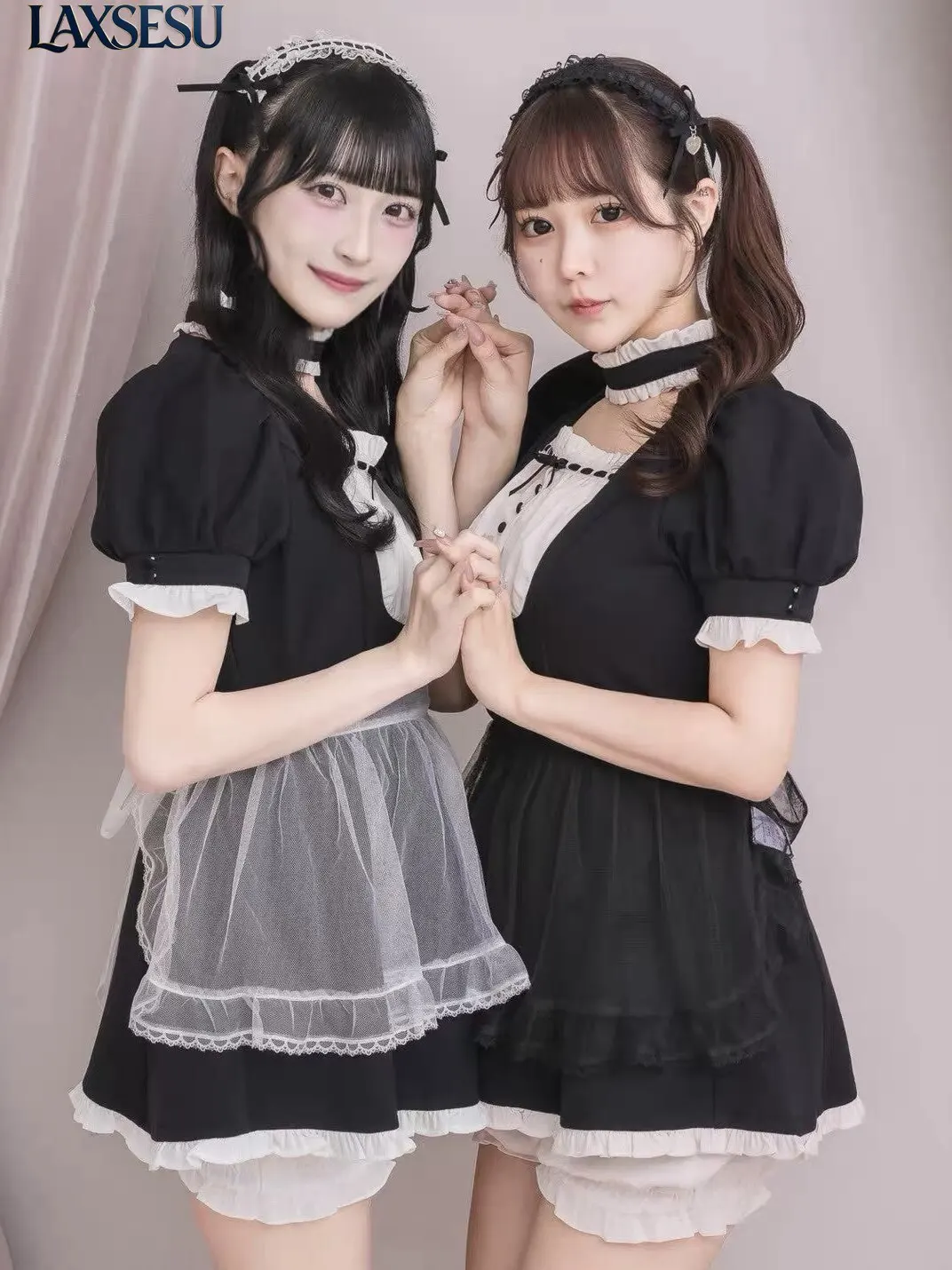 Japanese Lolita Mass-produced Sweet Girl Two-piece Set with Bubble Sleeves Neck Collar Dress Pumpkin Short Sets for Women