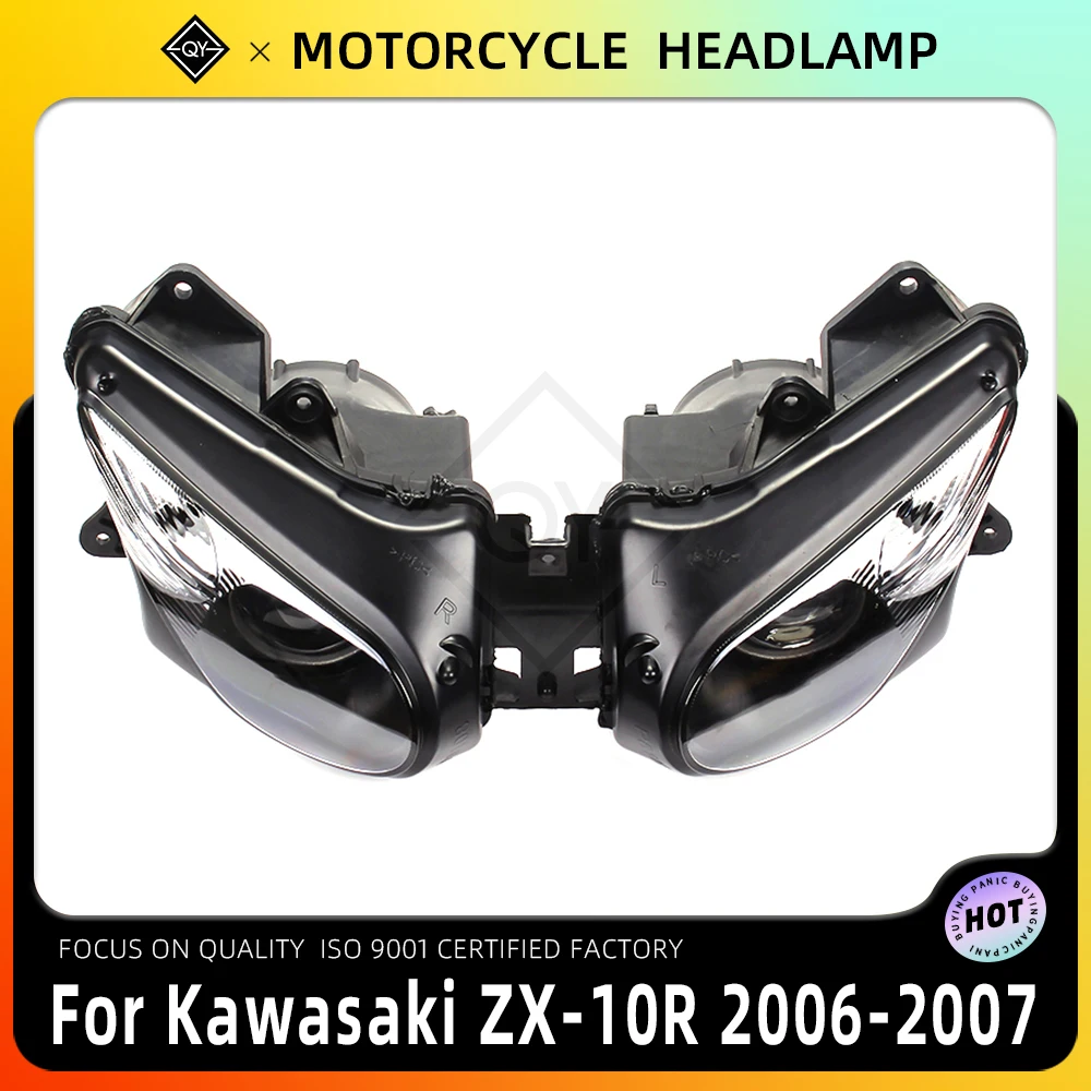 

LQYL Motorcycle Headlight HeadLamp Light Lamp Lens Assembly For Kawasaki Ninja ZX-10R ZX 10R 2006 2007 06 07