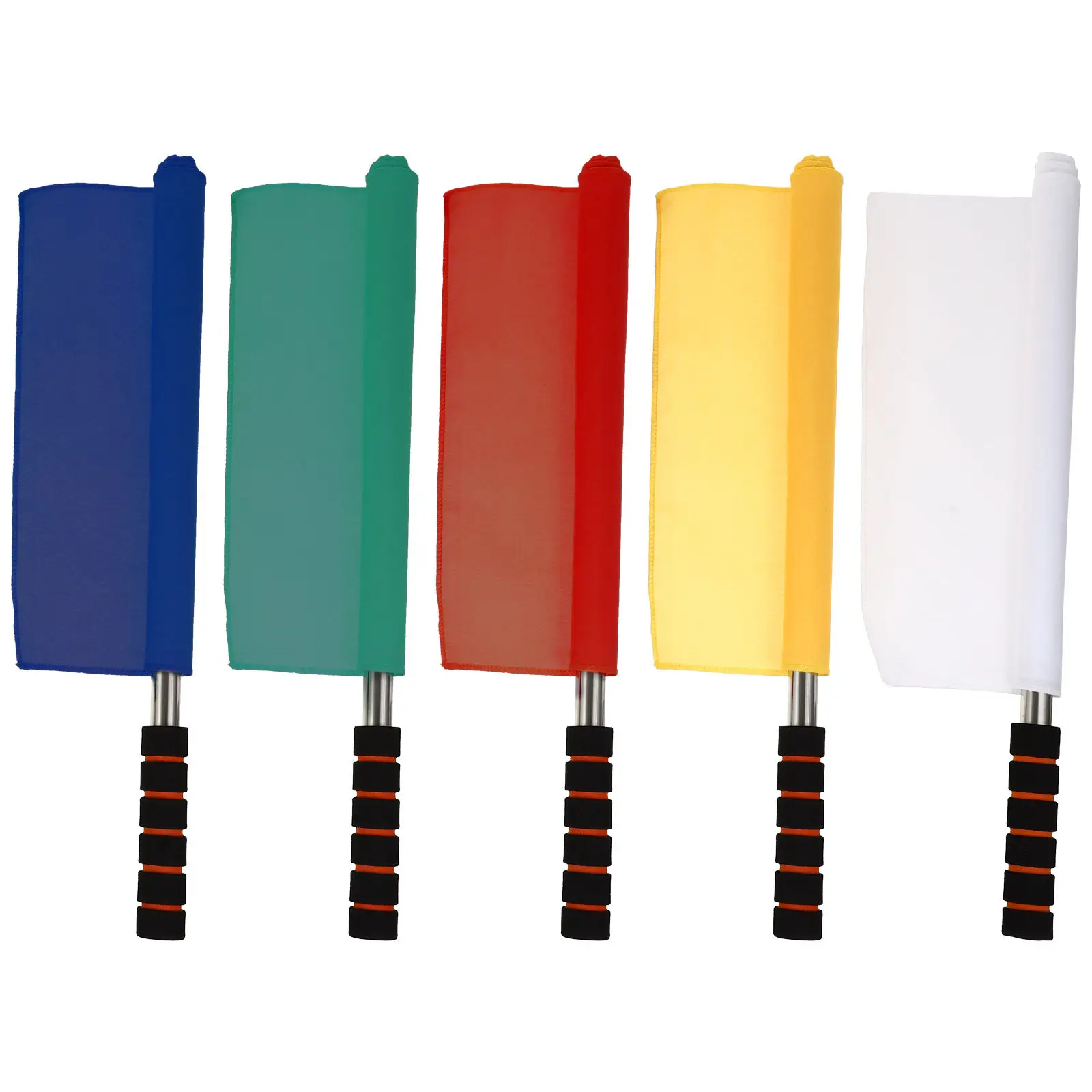 5Pcs Commanding Referee Flags Lightweight Polyester Foam Handle Aluminum Alloy Pole Racing and Traffic Warning Signal Flags