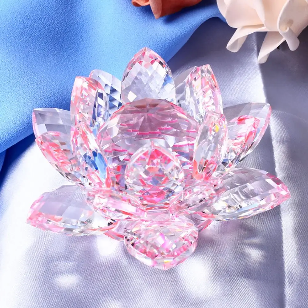 Feng shui Quarz Kristall Lotus Blume Handwerk Glas Briefbeschwerer Ornamente Figuren Hause Hochzeit Party Decor Geschenke Souvenir