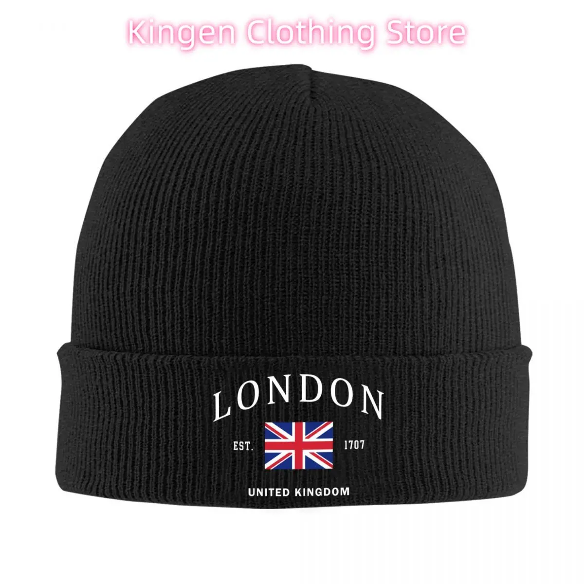 Custom London British Flag Skullies Beanies Caps Winter Warm Knitted Hat Adult United Kingdom Pride Patriotic Bonnet Hats