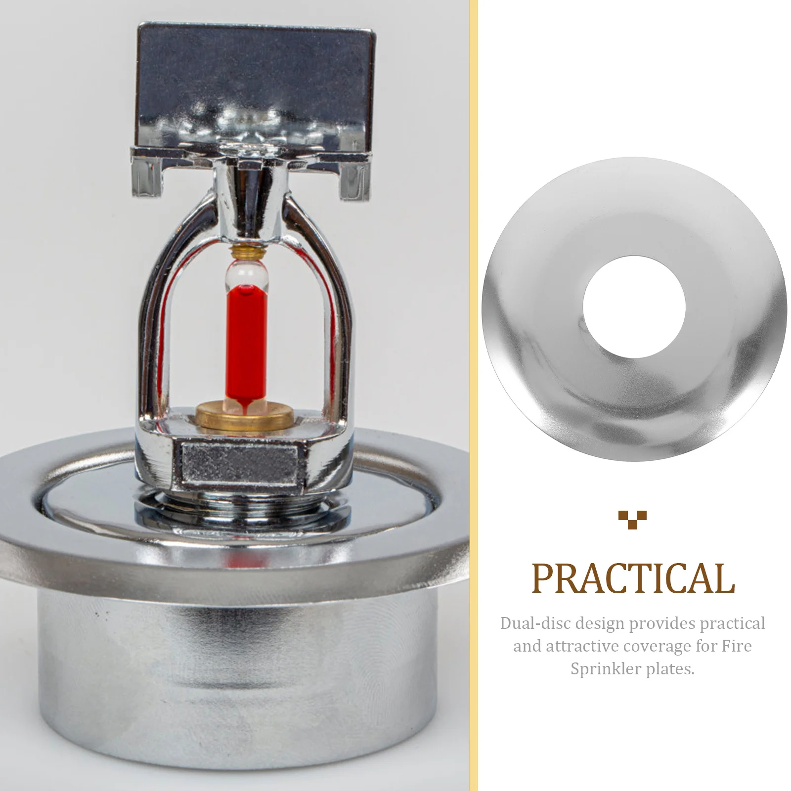 แผ่นปิดหัวสปริงเกลอร์ดับเพลิงสแตนเลสขนาด 1/2 นิ้ว แบบติดผนัง ทรงกลม จำนวน 10 ชิ้น