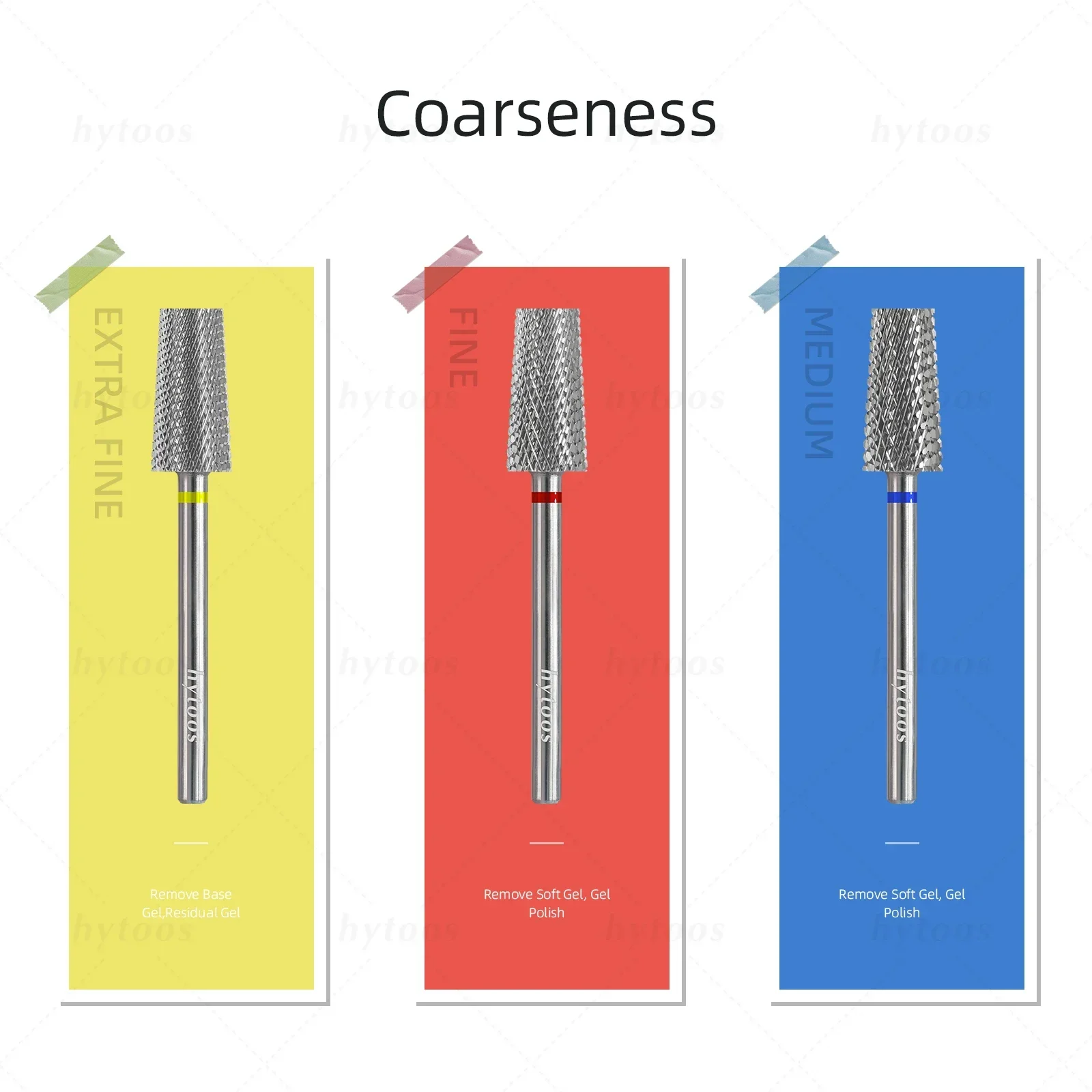 HYTOOS 6.6mm Flat Top Tapered Nail Drill Bit 2 Way Tungsten Carbide Nail Bits Electric Manicure Drill Accessories Remove Gel