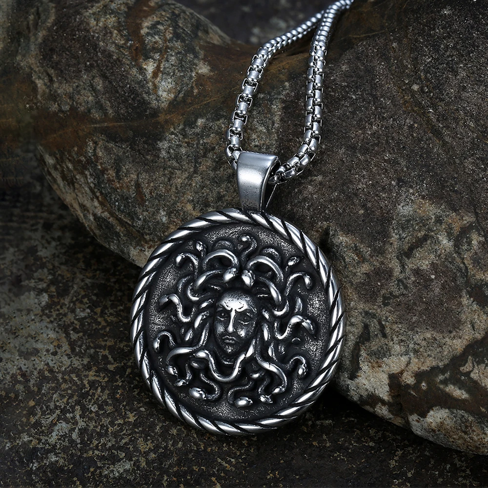 Gothic Vintage Stainless Steel Medusa Pendant Necklaces For Men Women Punk Fashion Motorcycle Amulet Jewelry Gifts Dropshipping