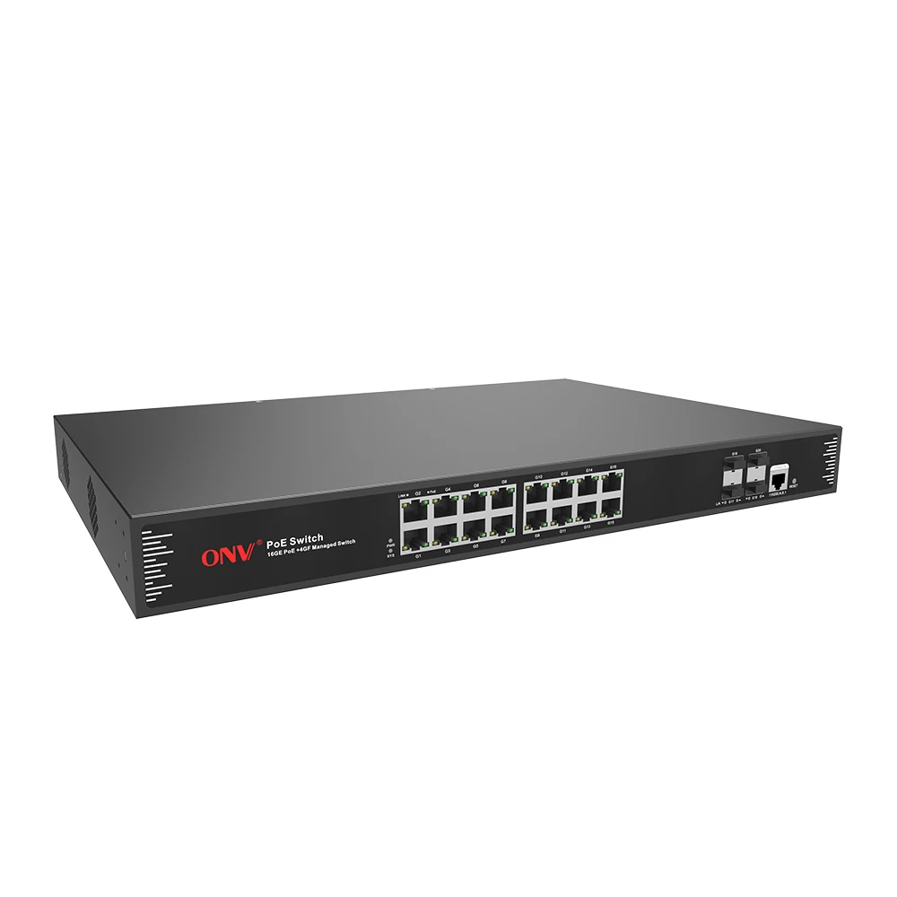 IEEE802.3af/at Standard 20-port Full Gigabit Unmanned PoE Fiber Switch for Security Monitoring
