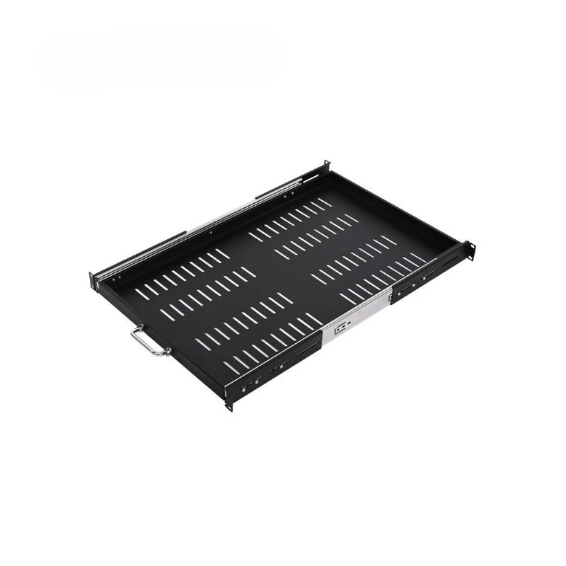 Cabinet sliding tray laminate retractable keyboard drawer tray 19 inch 1U pull rail platen baffle self-locking