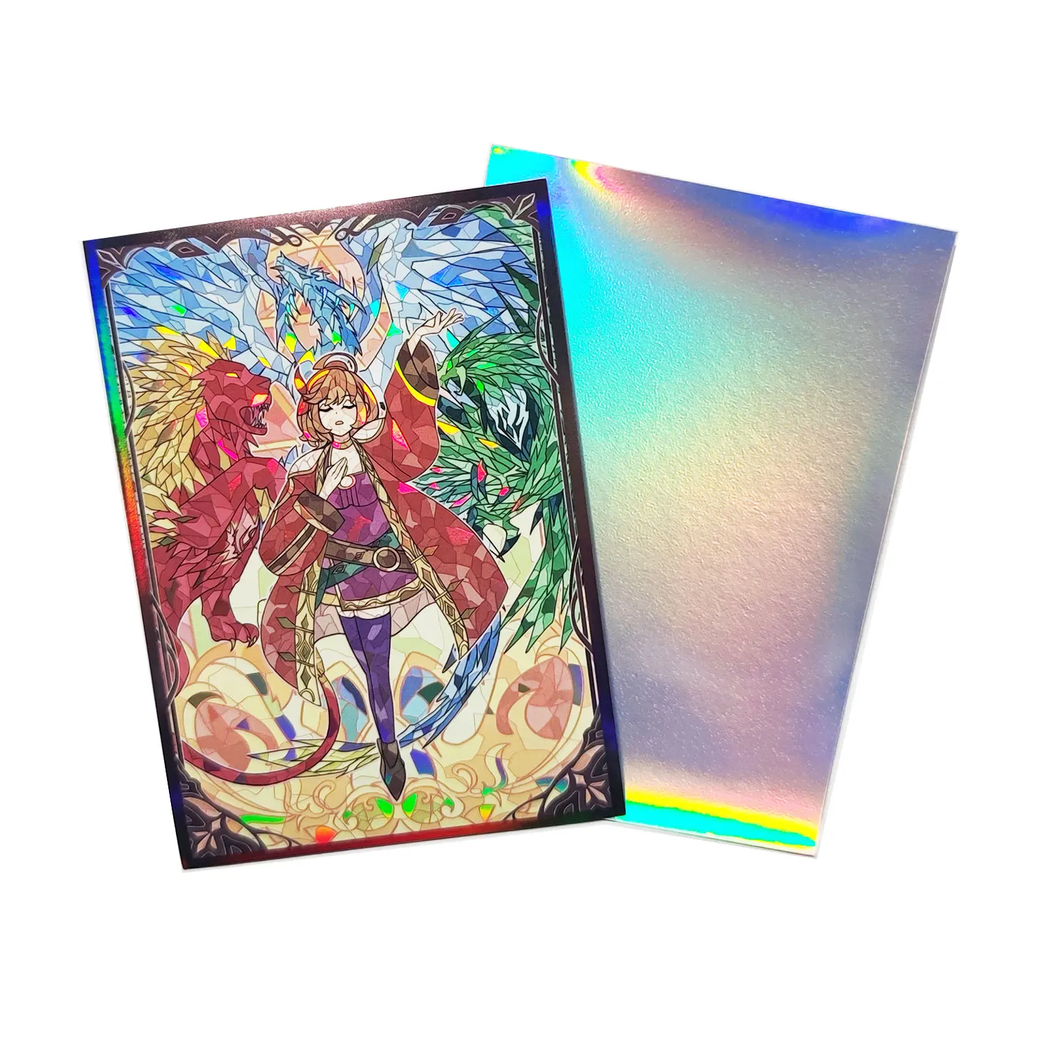 

60PCS YGO Sleeves 63x90mm Trading Cards Protector Holographic Anime Card Sleeves Shield Laser Cute Card Deck Cover Japanese Size