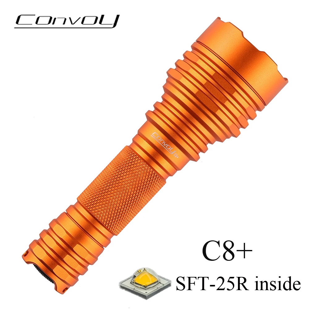 Tactical Flashlight Convoy C8+ 18650 Torch with SFT-25R Led Lanterna Portable Fishing Camping Hunting Flash Light