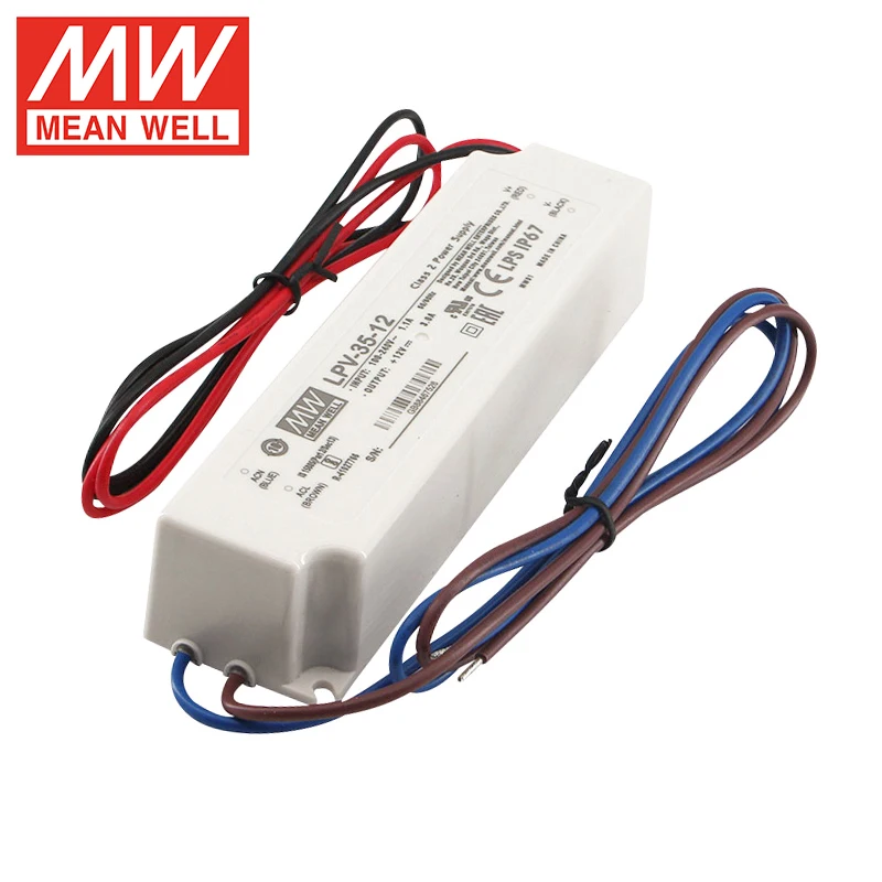 

MEAN WELL LPV 35W Series 5/12/24/15/36V meanwell Waterproof LED Driver IP67 Single Output Switching Power Supply for Led Light