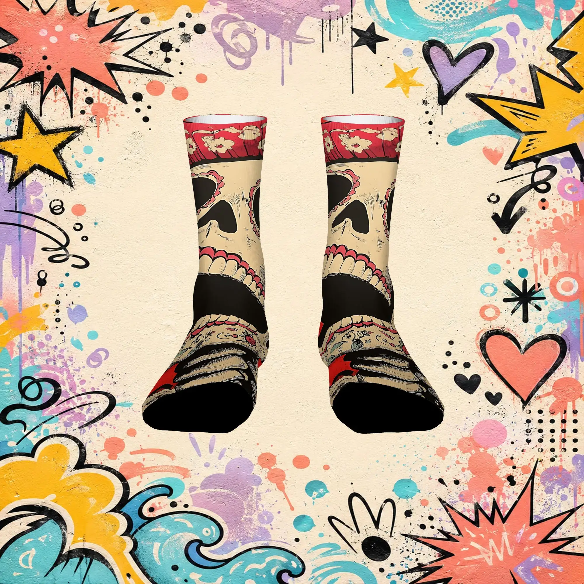 Eternal Bloom Print Vintage  Street Style Novelty Casual Crew Creative Sock Sports Socks