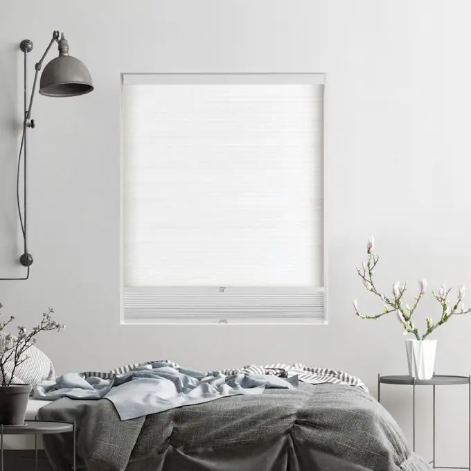 Customized Double Cell Sheer  Heat Resistant Adjustable Cordless Blackout Day Night  Motorized Honeycomb Blind