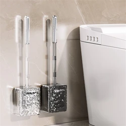Suction Cup Glacier Pattern Toilet Brush Household No Dead Angle Brush Wall Mounted Long Handle Cleaning Tools Toilets Accessory