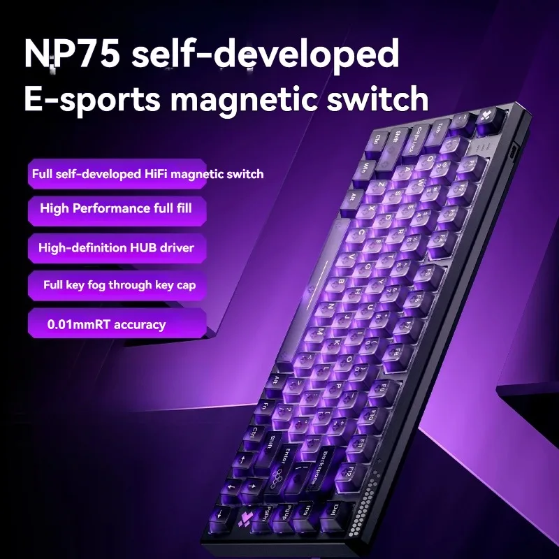 NP75 Magnetic Switch Keyboard Wired 75% Layout Single Mode Hot Swap Customized Ergonomic Keyboard Gaming Mechanical Keyboard