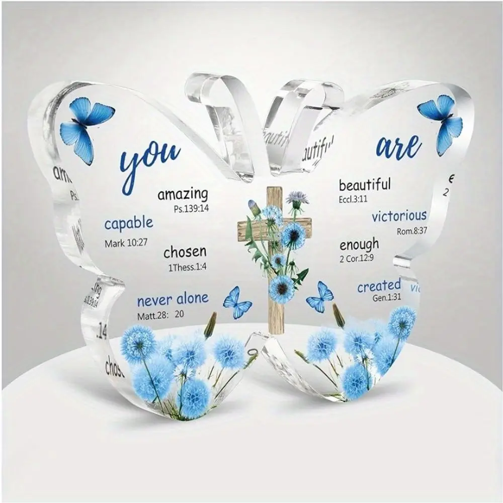 Christian Butterfly Acrylic Mom Decor Bible Verses Faith Keepsake Ideal for Mother's Day, Thanksgiving, Christmas