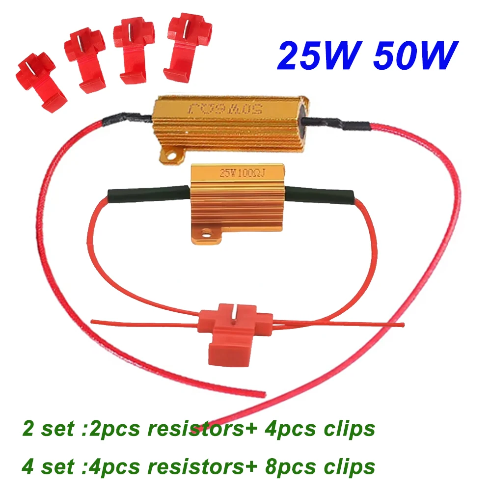 2/4Set 25W 50W Load Resistor For LED Bulb Reverse Light Turn Signal Fog Lam 25w 50w Wirewound Aluminum Resistor