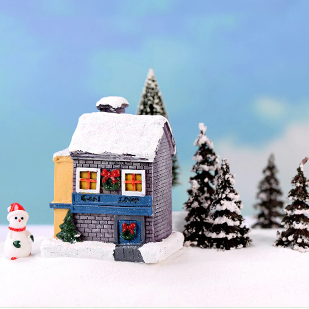 

1pcs Christmas House Resin Ornament Fairy Garden Accessory Miniature Landscape Decoration Craft Diy Moss Small Garden