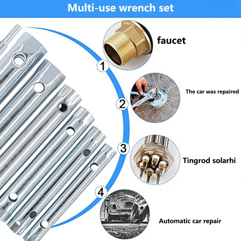 Metric Tubular Repair Double End Wrench Set Utility Spark Plug Replacement Kit For Auto Repair Pipe Repair Work