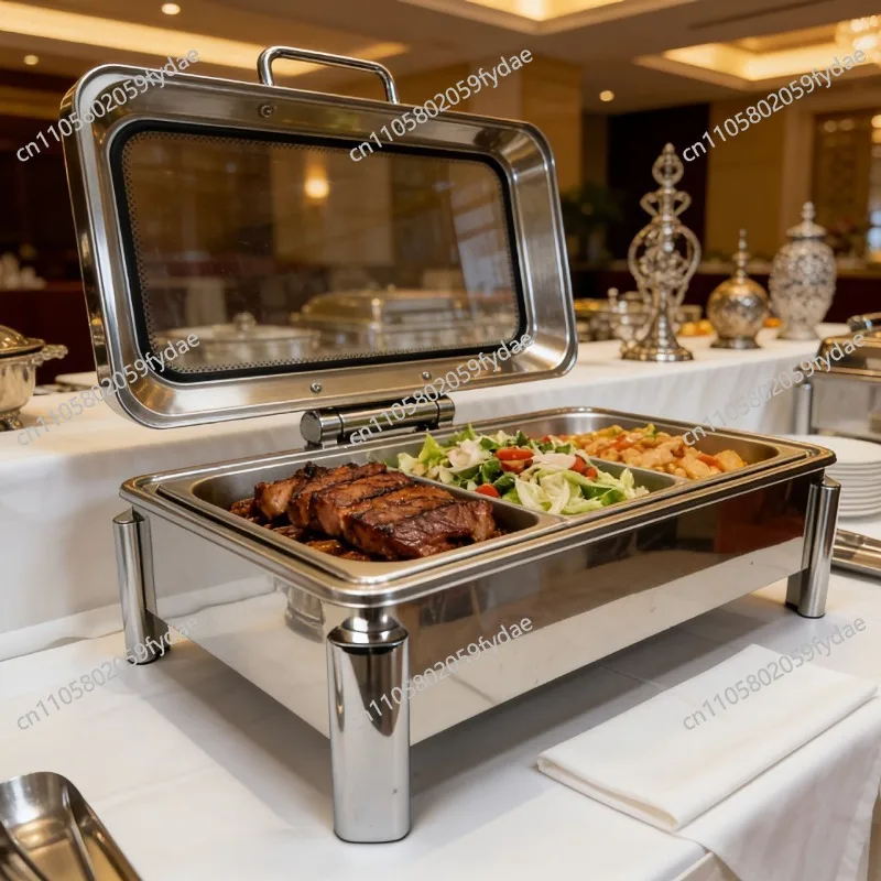 Stainless steel clamshell heating and insulation commercial buffet stove