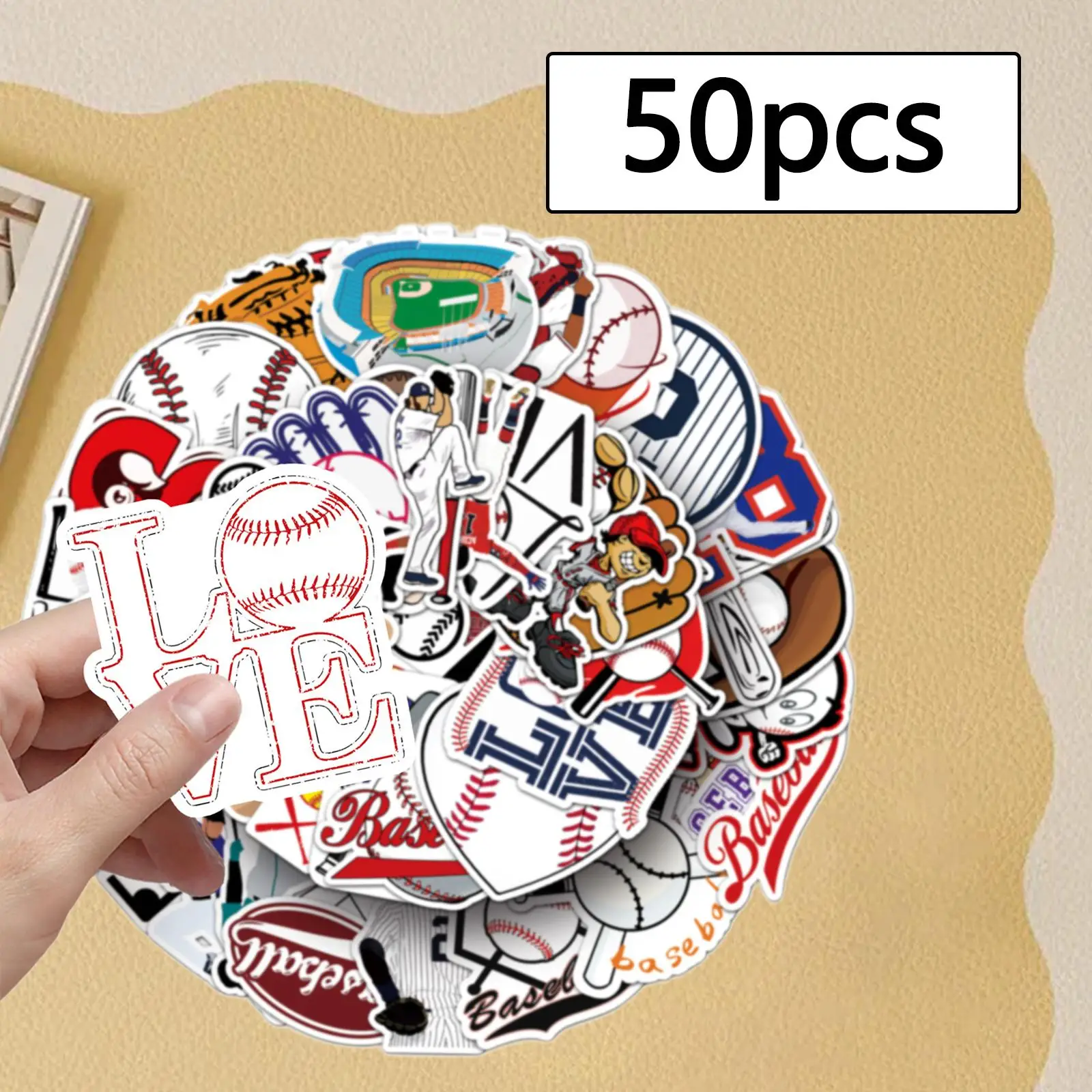 

50Pcs Baseball Stickers Decor Toys Gift Modern Travel Luggage Decals for Phone Cases Notebook Stationery Refrigerator Furniture