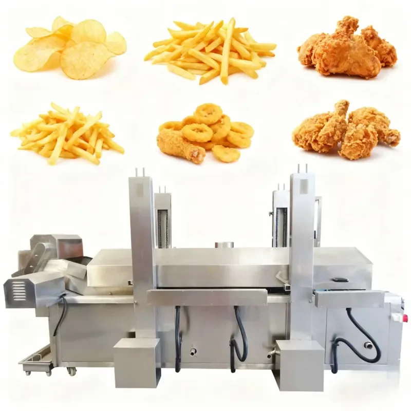 Falafel Crispy Fried Chicken Fish Chip Conveyor Belt Continuous Fryer Automatic Deep Fry Machine French