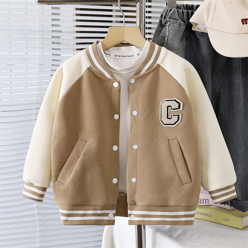 Children's Baseball Jacket Boys Fashion Coat Autumn Girls Letters Casual Outerwear Spring New Baby Kids Loose Sports Clothes view 5