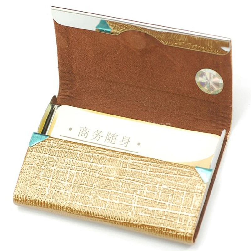 Crocodile Golden Smooth Texture Business Card Case Holder