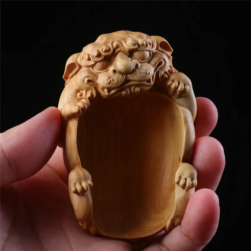 

Boxwood carving Pixiu tea spoon Solid wood carving Tea room Zen small ornament
