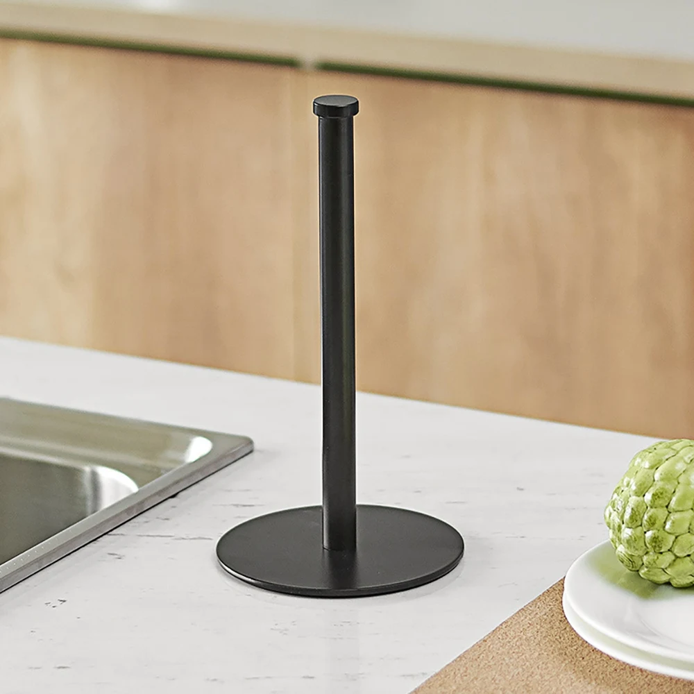 Desktop Roll Paper Holder Kitchen Vertical Paper Holder Stainless Steel Paper Towel Holder for Kitchen Countertop Black image 4