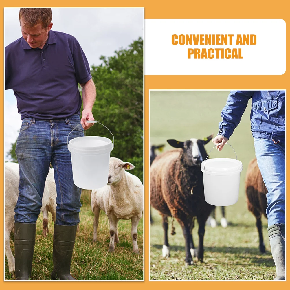 دلو تخزين الطلاء البلاستيكي، حاوية مستديرة، دلو طلاء متين مع مقبض غطاء للختم المنزلي ونقل السوائل #6