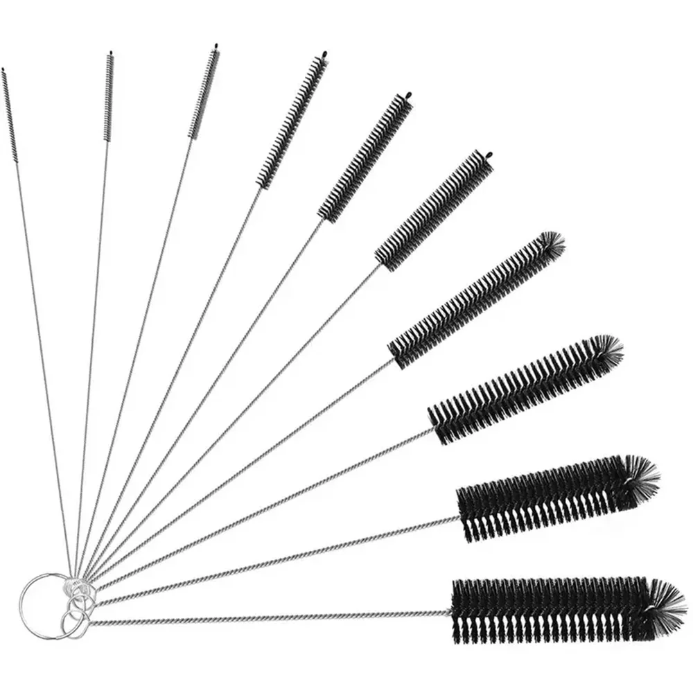 10pcs Premium 304 Stainless Steel Bottle Brushes with Angled Bristles - Reusable, Hard, and Durable Cleaning Brushes for Digital