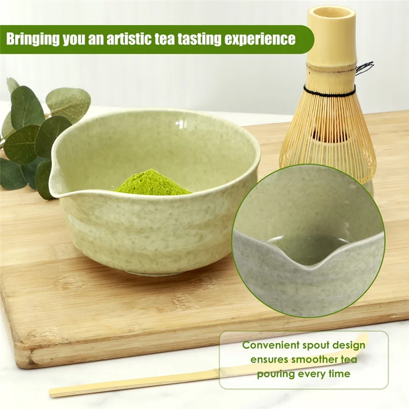 

ABHB-Matcha Whisk Set,With Matcha Bowl,Bamboo Whisk And Holder,Bamboo Scoop And Stainless Sifter,Kit For Matcha Lover