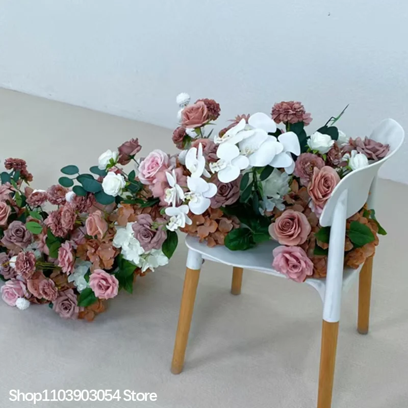 Künstliche Blumenanordnung mit Rosen und grünen Blättern, Sofaläufer, Blumenreihe, Hochzeitstisch-Mittelstück, Blumenball, Event-Party-Hintergrunddekoration, Requisiten – Detail 6