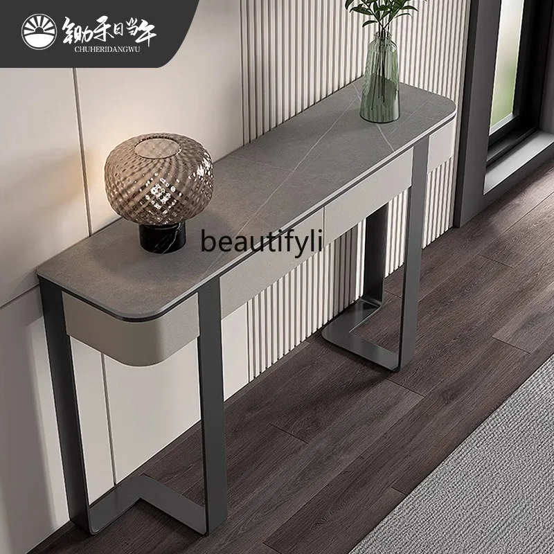 Italian light luxury entrance table simple living room corridor rock slab entrance platform aisle decorative cabinet