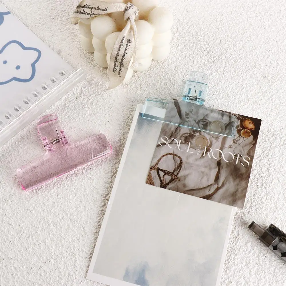 INS Transparent Test Paper Student Stationery Binding Clips Office School Page Holder Fixing Clips Paperclips Memo Clip