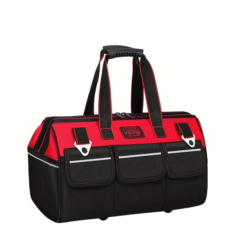 1pc Red 19-Inch 21-Inch 23-Inch Electrician Tool Bag, Large Pocket Canvas Handheld Oxford Cloth Repair Tool Box Extra Thick Large Capacity Tool Bag, Suitable for Electricians, Home Improvement, Fishing, And Various Repair Workers
